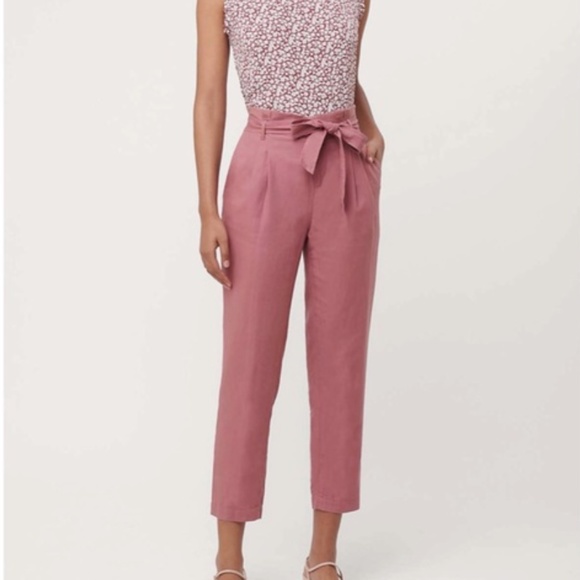 LOFT Pants - NWT LOFT Tie High Waist Cotton Tapered Pant S
